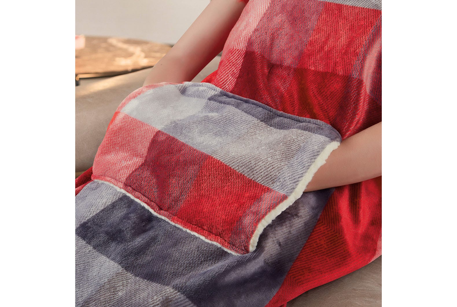 CaldoPlaid Adapto Velvet Tartan con tasca mani e piedi cm 150x110